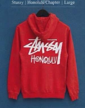 Stussy Honolulu Chapter Red Full Zip Hoodie Large NWOT